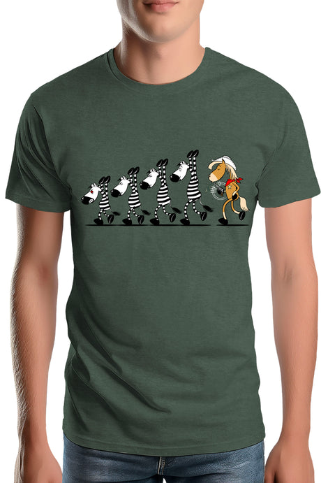 T-Shirt Homme Fin De Cavale zèbre et cheval