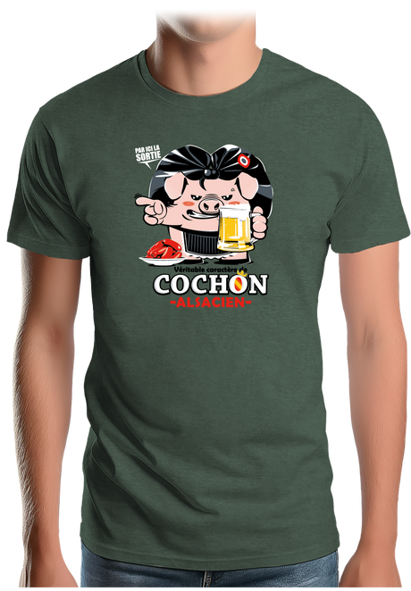 T-Shirt Homme Caractère de cochon alsacien