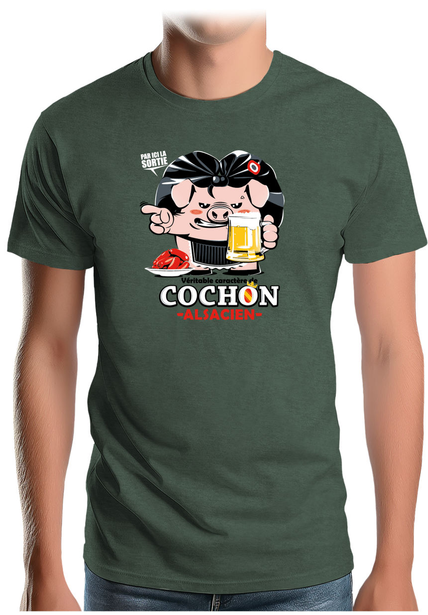 T-Shirt Homme Caractère de cochon alsacien