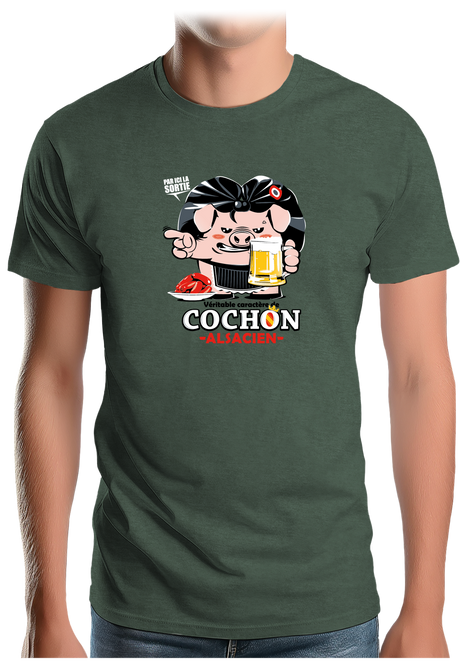T-Shirt Homme Caractère de cochon alsacien
