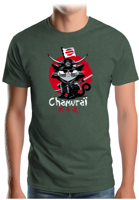 T-Shirt Homme Chat en samouraï