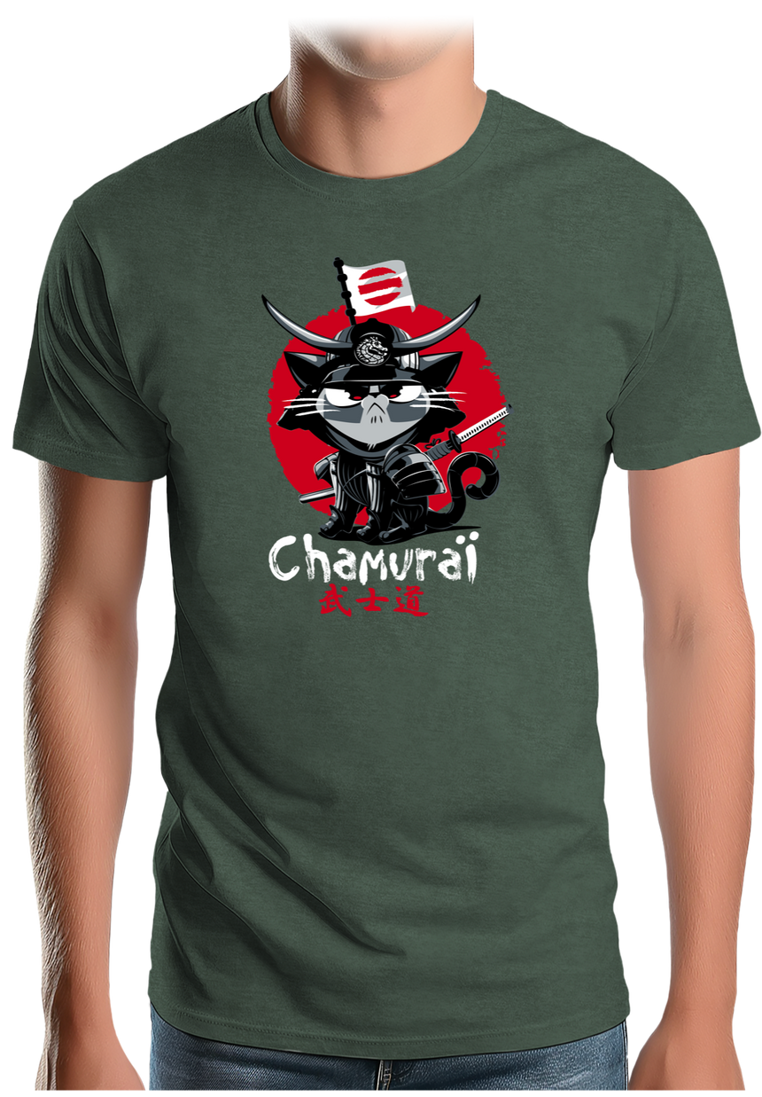 T-Shirt Homme Chamouraï, le chat samouraï