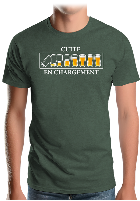 T-Shirt Homme Alcool, Cuite en chargement avec de la bière