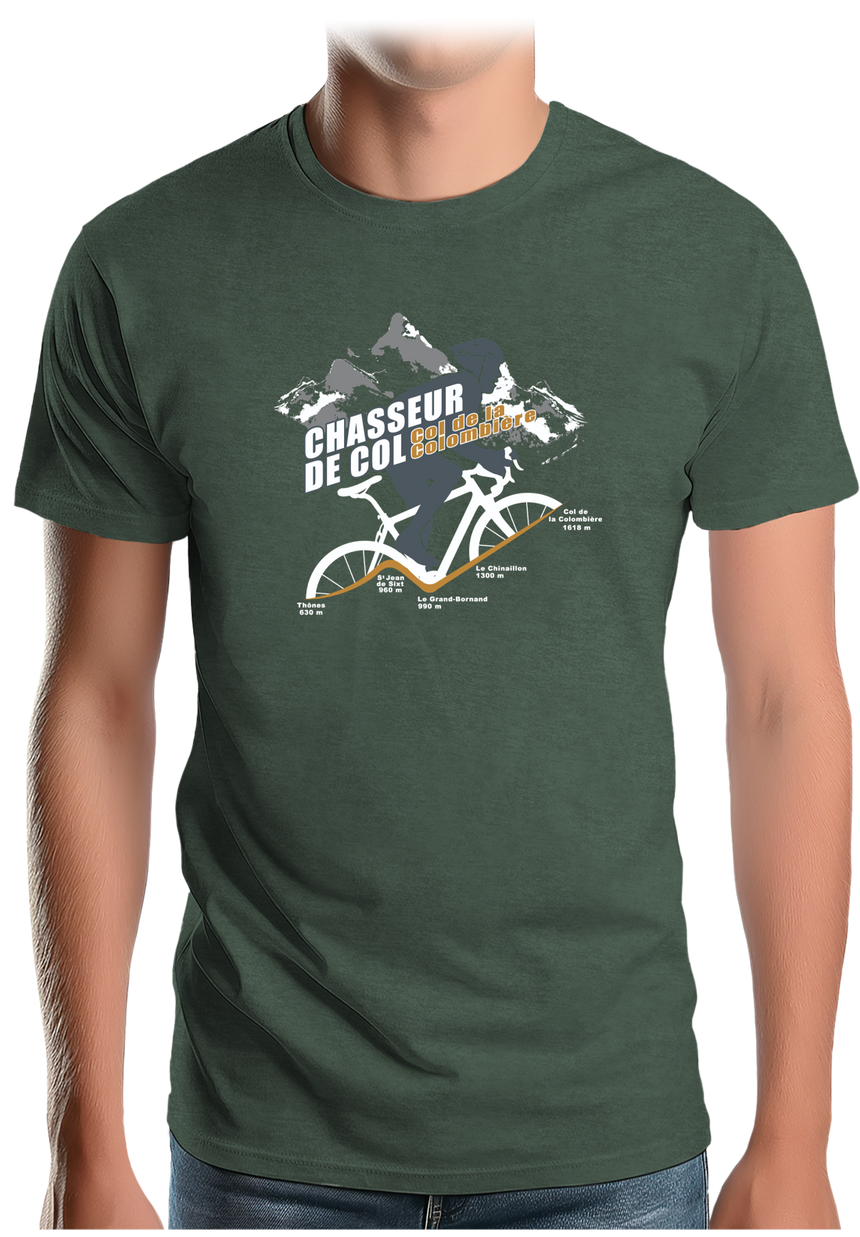 T-Shirt Homme Vélo Chasseur de Col Colombière