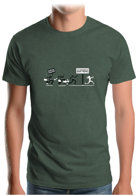 T-Shirt Homme Nudisme interdit sur la plage à St Trop (Recto/verso)