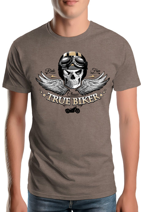 T-Shirt Homme Vrai biker tête de mort