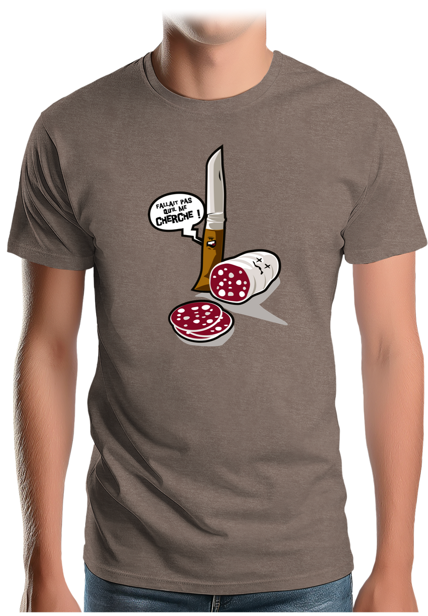 T-Shirt Homme Fallait pas saucisson VS couteau de Savoie