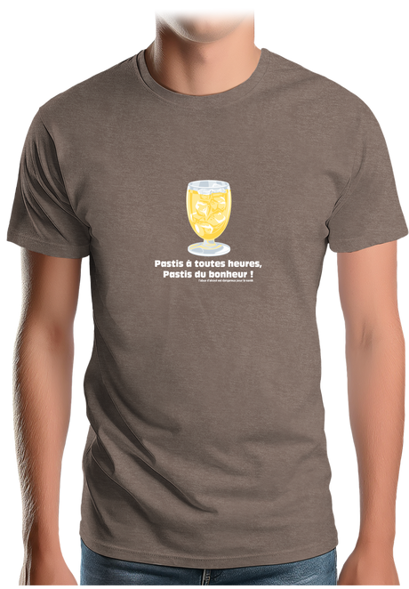 T-Shirt Homme Alcool Pastis à toute heures, pastis du bonheur