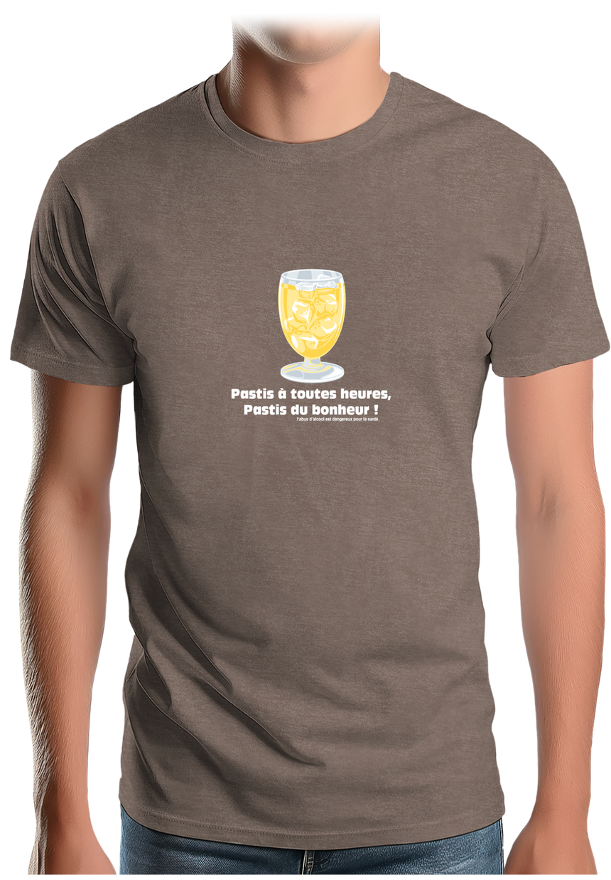 T-Shirt Homme Alcool Pastis à toute heures, pastis du bonheur