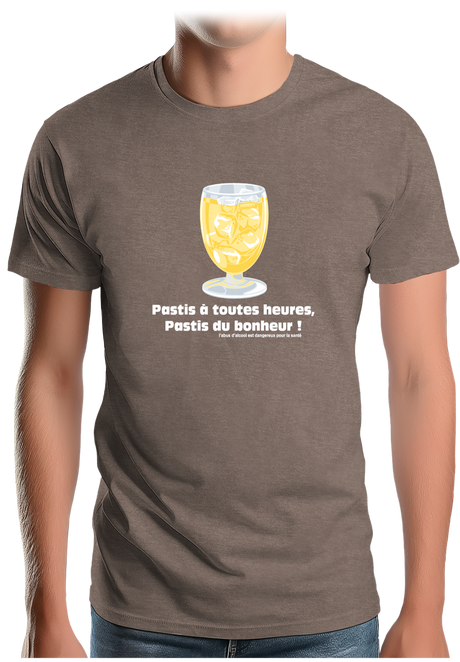 T-Shirt Homme Alcool Pastis à toute heures, pastis du bonheur