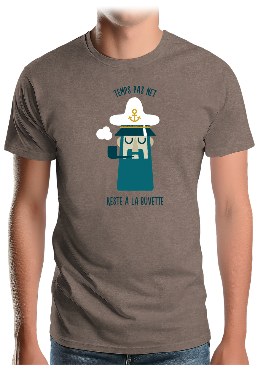 T-Shirt Homme Temps pas net, capitaine reste à la buvette