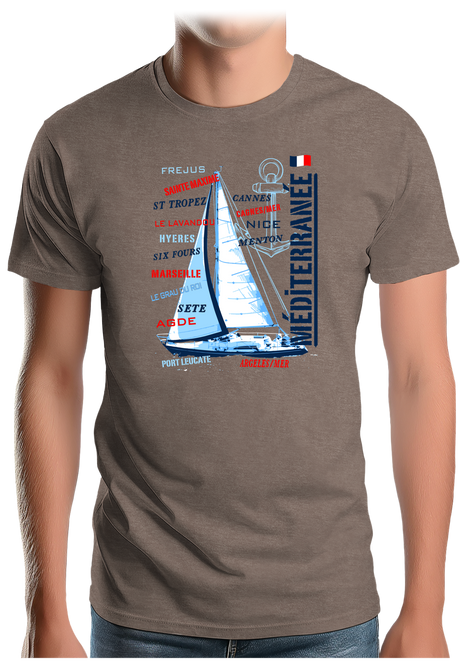 T-Shirt Homme Voilier cote méditerranée