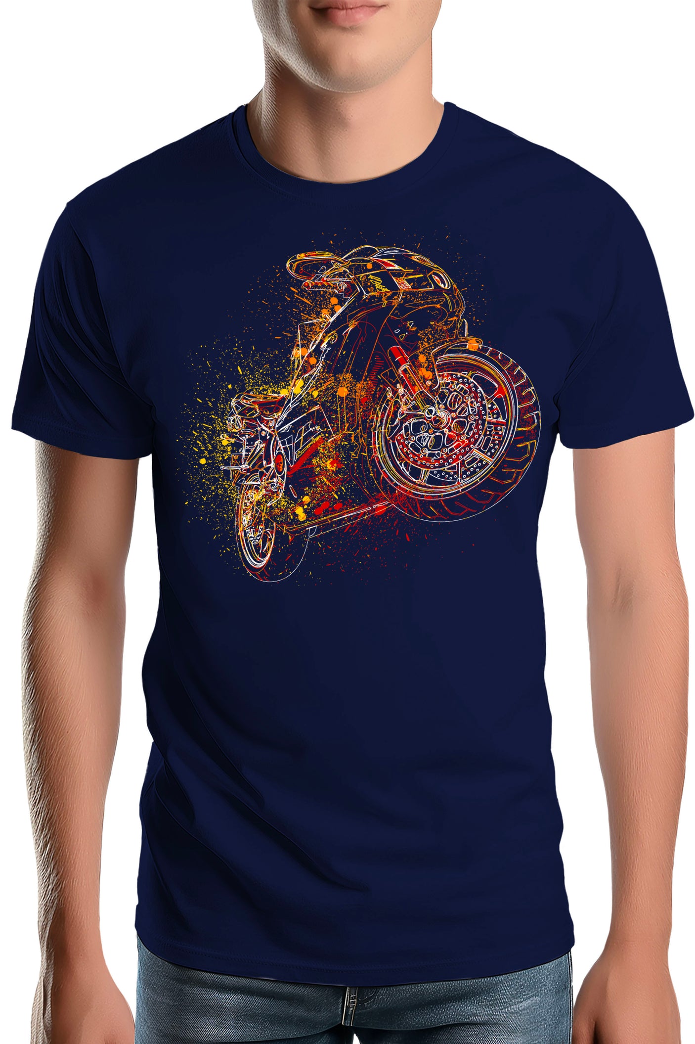 T-Shirt Homme Dessin moto abstrait