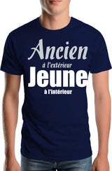 Tee-Shirt Homme Ancien à l'extérieur et Jeune à l'intérieur