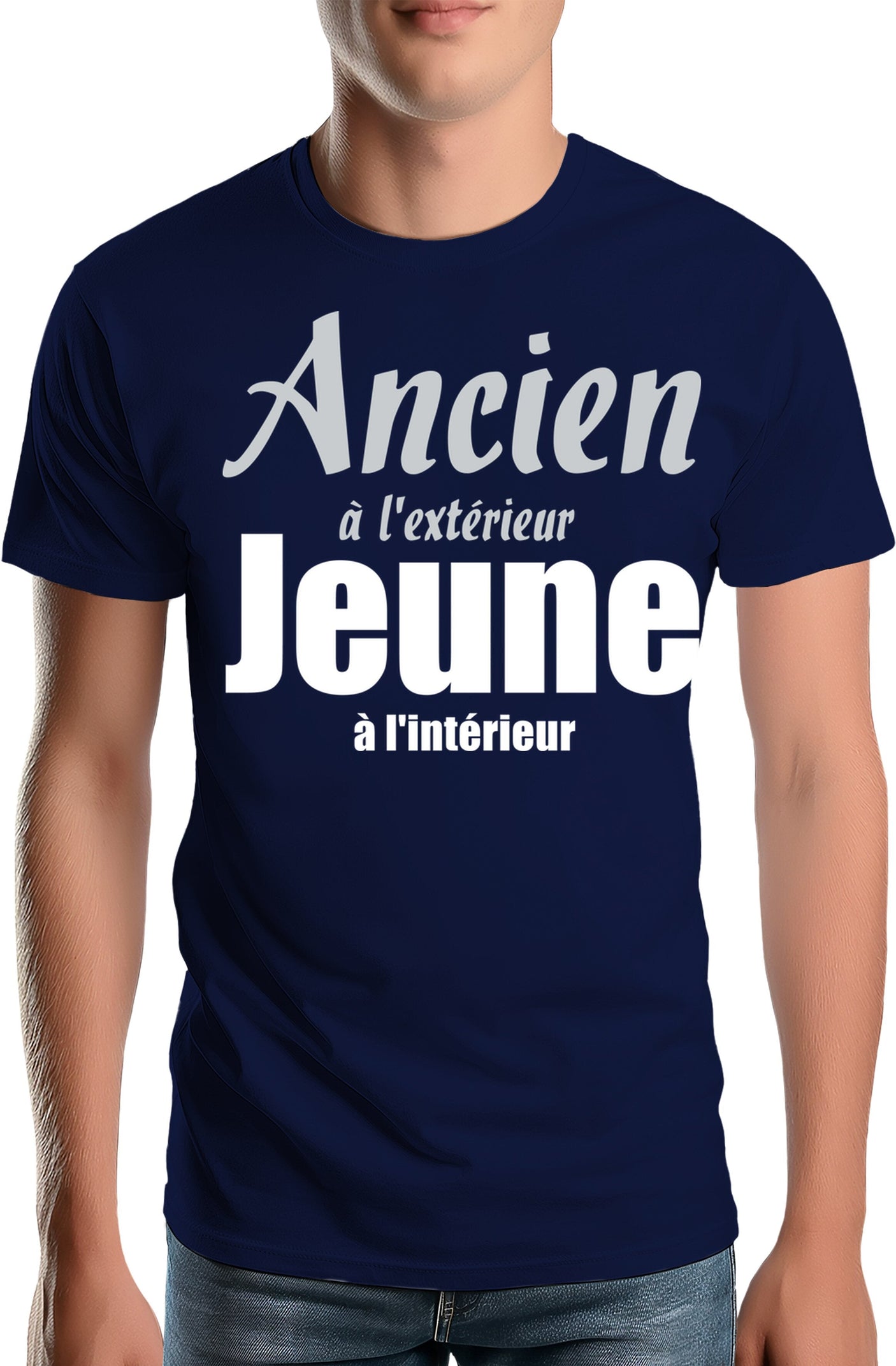 T-Shirt Homme Ancien à l'extérieur et jeune à l'intérieur