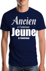 T-Shirt Homme Ancien à l'extérieur et jeune à l'intérieur