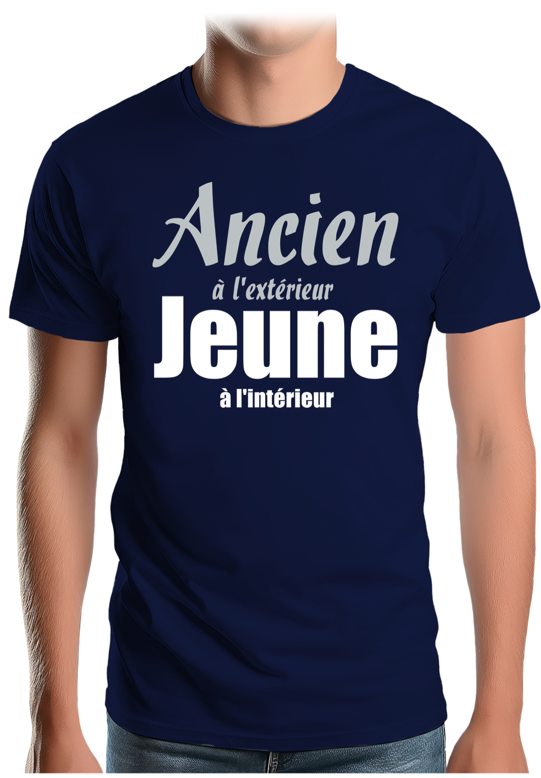 T-Shirt Homme Ancien à l'extérieur et jeune à l'intérieur