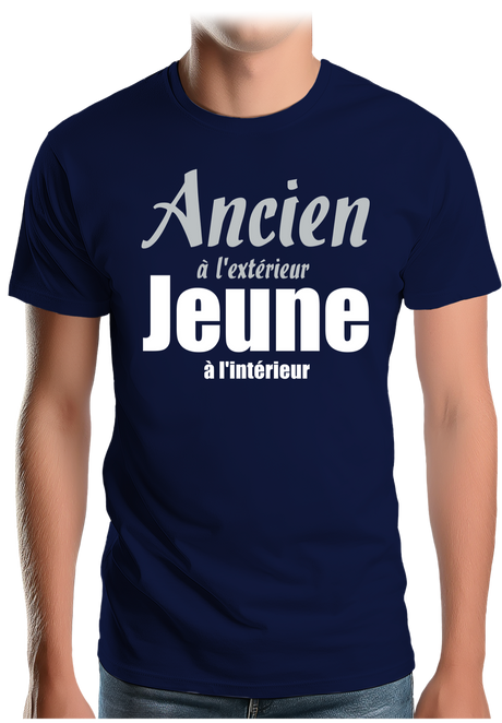 T-Shirt Homme Ancien à l'extérieur et Jeune à l'intérieur