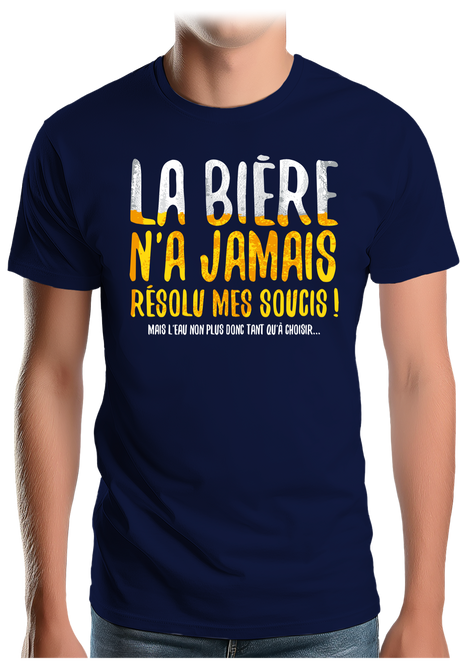 T-Shirt Homme Alcool, la bière n'a jamais résolu mes soucis...