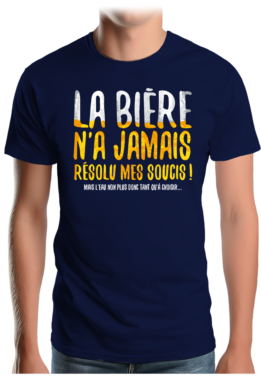 T-Shirt Homme Alcool, la bière n'a jamais résolu mes soucis...
