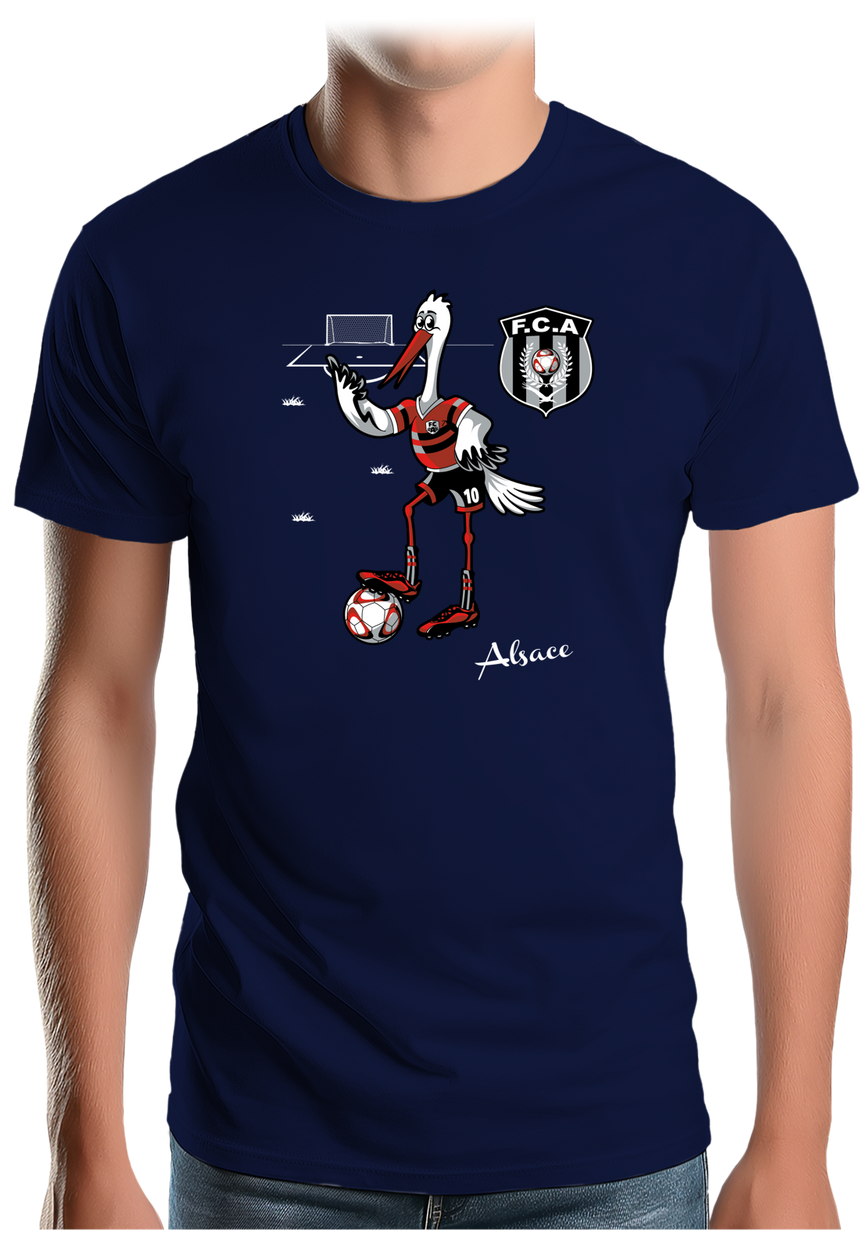 T-Shirt Homme Cigogne d'Alsace qui joue au foot