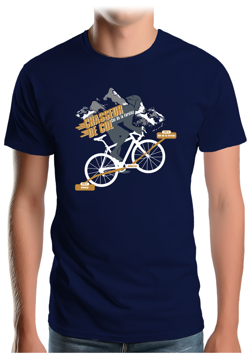 T-Shirt Homme Vélo Chasseur de Col Forclaz