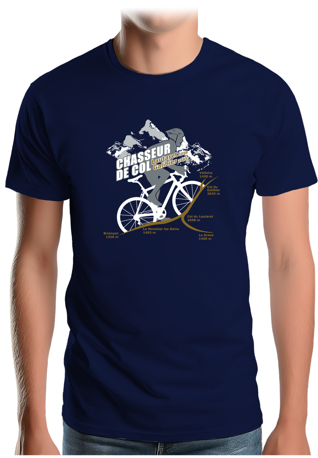 T-Shirt Homme Vélo Chasseur de Col Lautaret Galibier