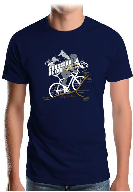 T-Shirt Homme Vélo Chasseur de Col Lautaret Galibier