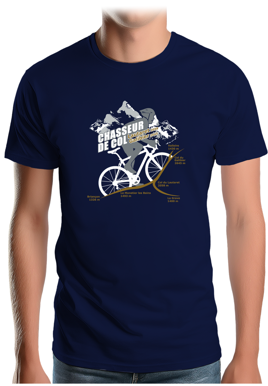 T-Shirt Homme Vélo Chasseur de Col Lautaret Galibier
