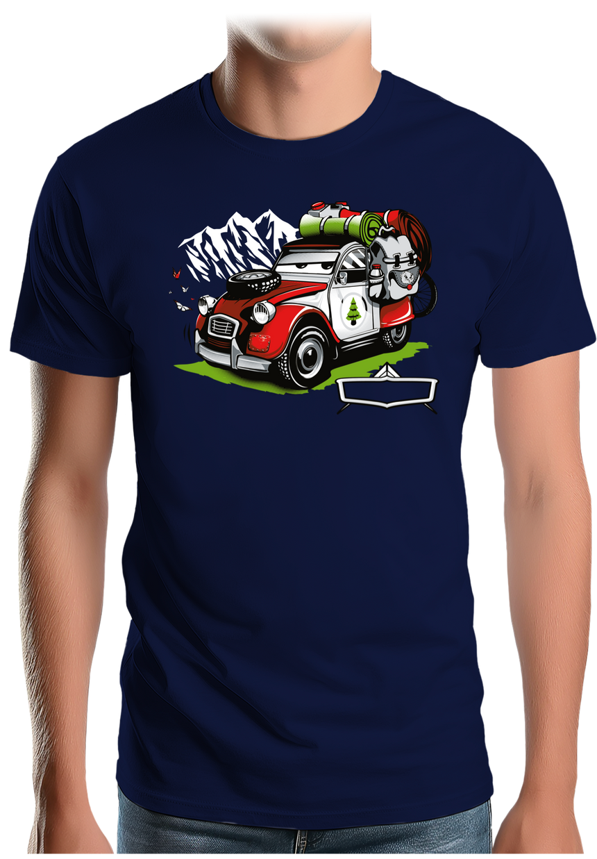 T-Shirt Homme Voiture 2CV à la montagne