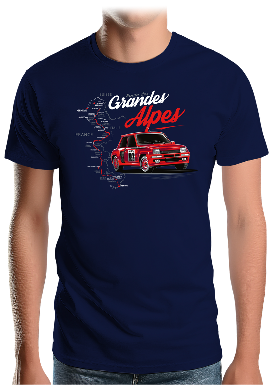 T-Shirt Homme La route des grandes Alpes en voiture