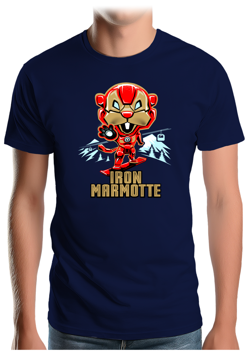 T-Shirt Homme Iron Marmotte au ski