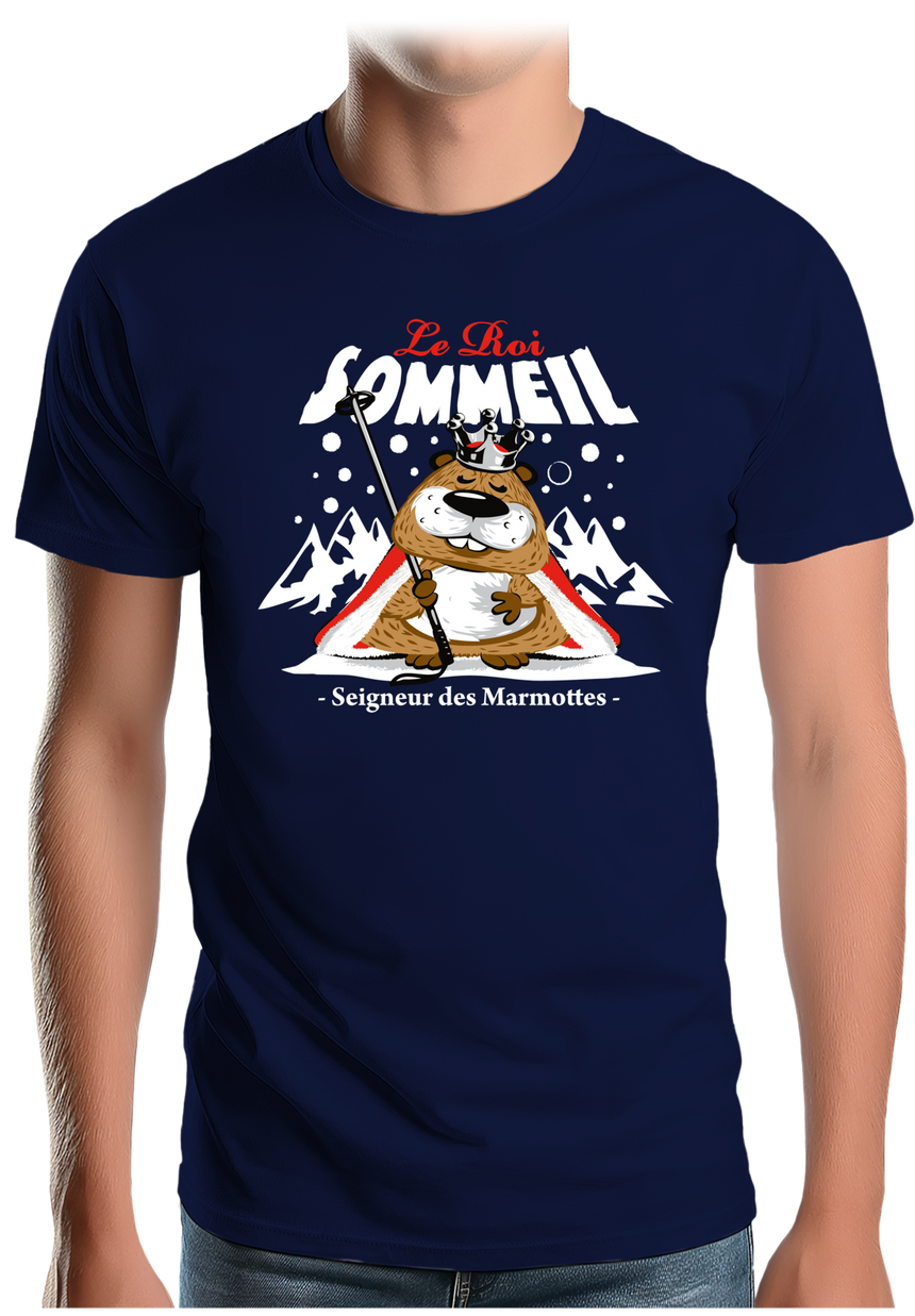 T-Shirt Homme Le roi sommeil, seigneur des marmottes