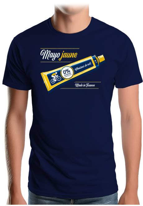 T-Shirt Homme Mayo jaune en vélo