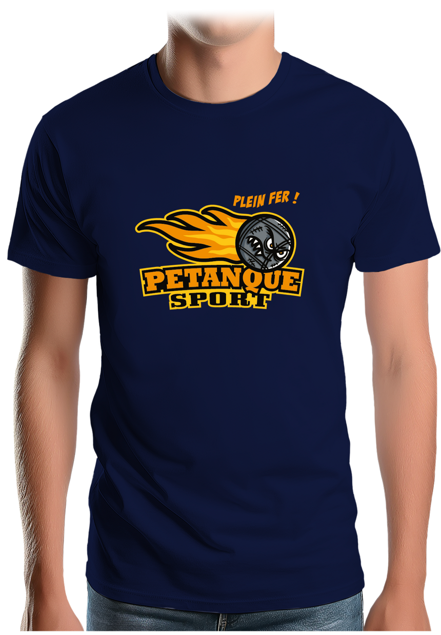 T-Shirt Homme Une pétanque sport plein fer
