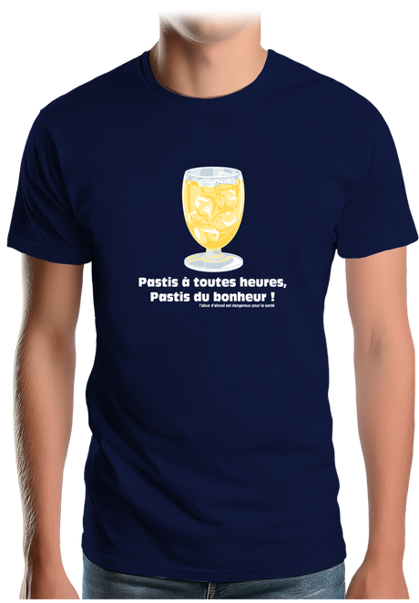 T-Shirt Homme Alcool Pastis à toute heures, pastis du bonheur