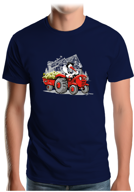 T-Shirt Homme Les vendanges Alsaciennes avec cigogne