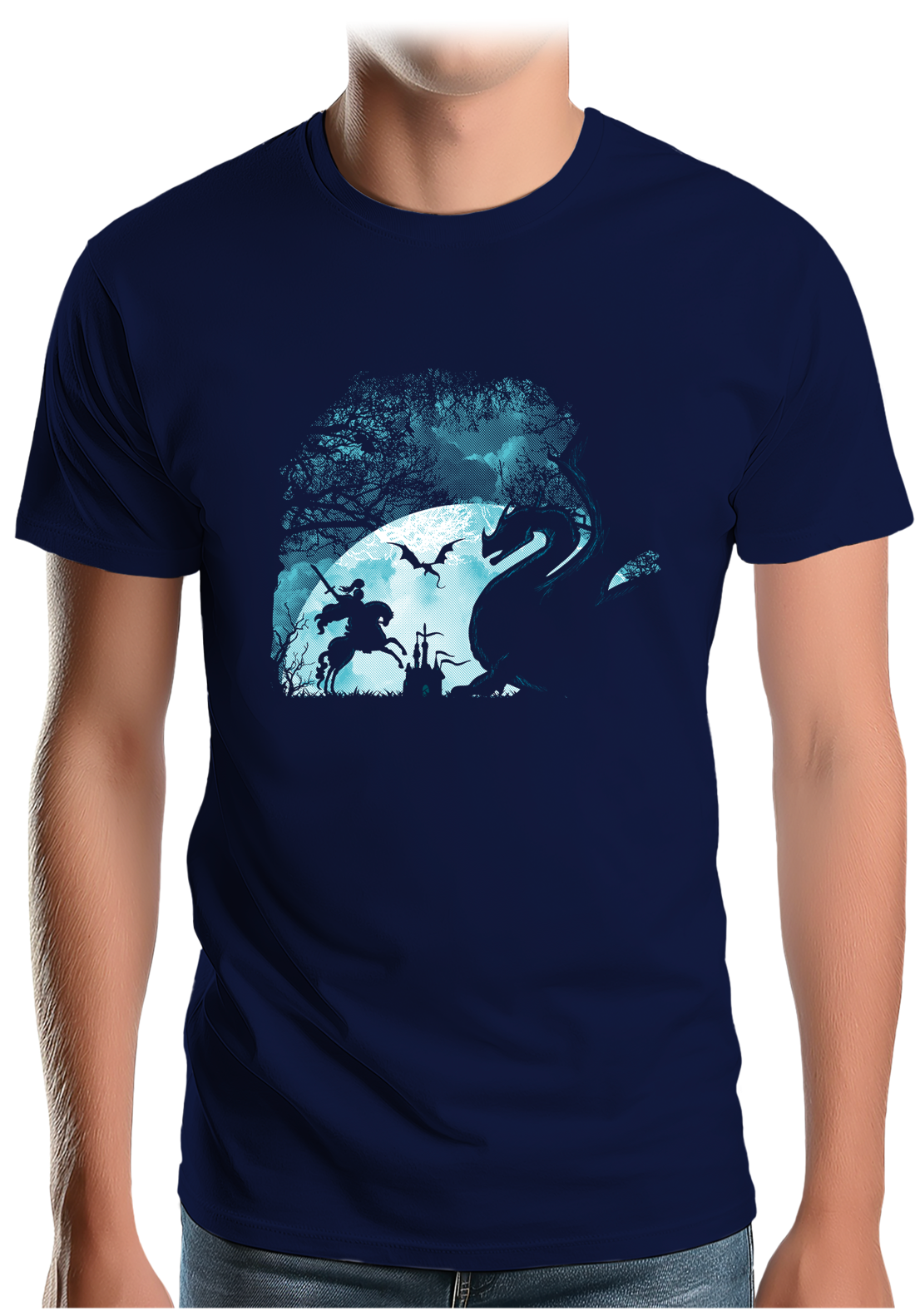 T-Shirt Homme Chevalier dans l'obscuritée chateau