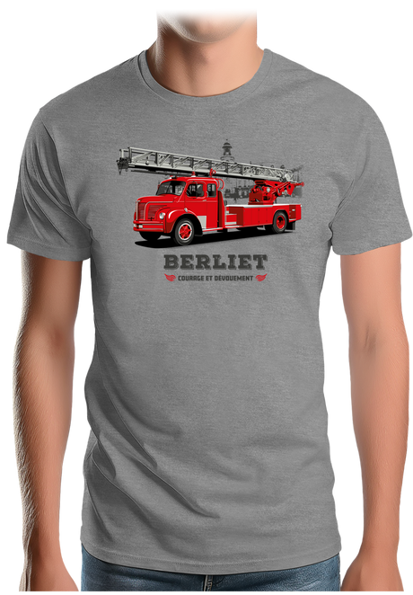 T-Shirt Homme Camion de pompier avec échelle