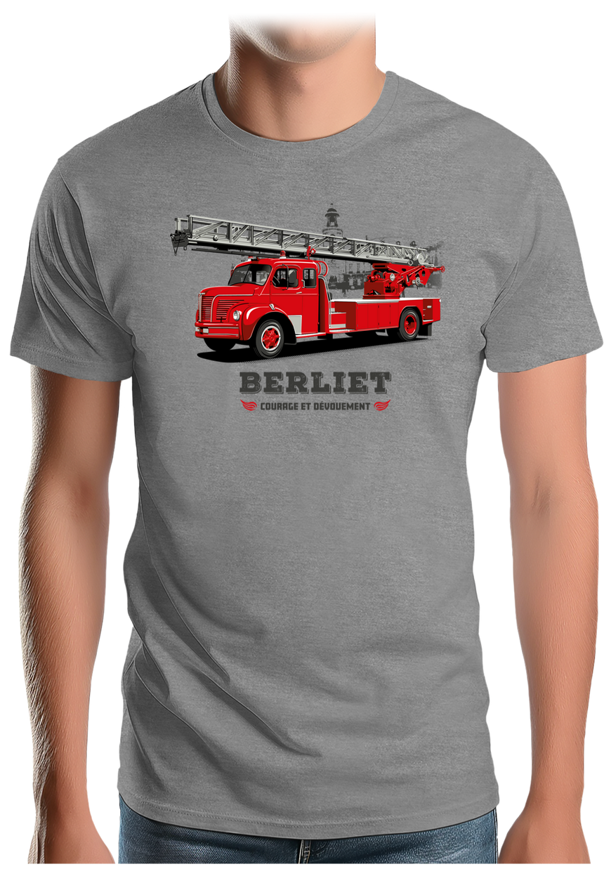 T-Shirt Homme Camion de pompier avec échelle