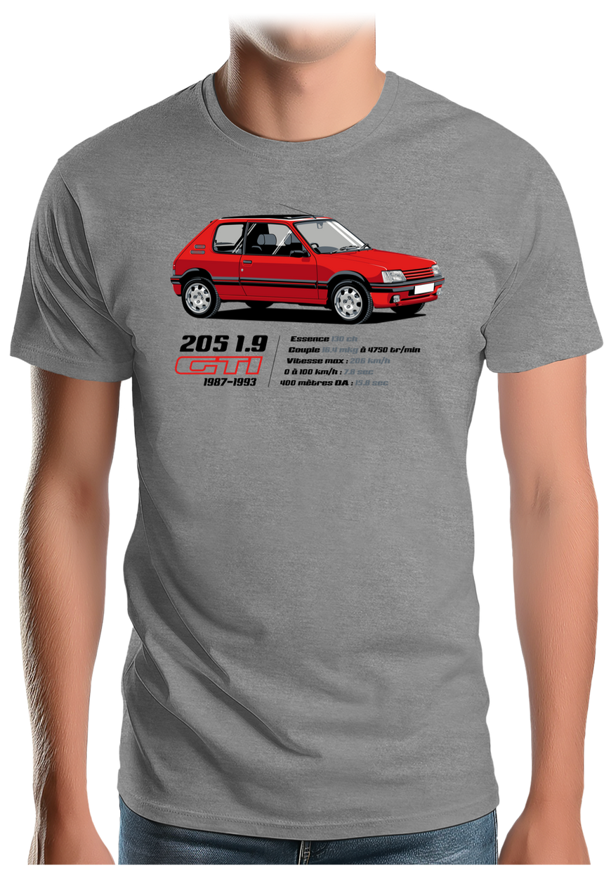 T-Shirt Homme Voiture 205 1,9 GTI