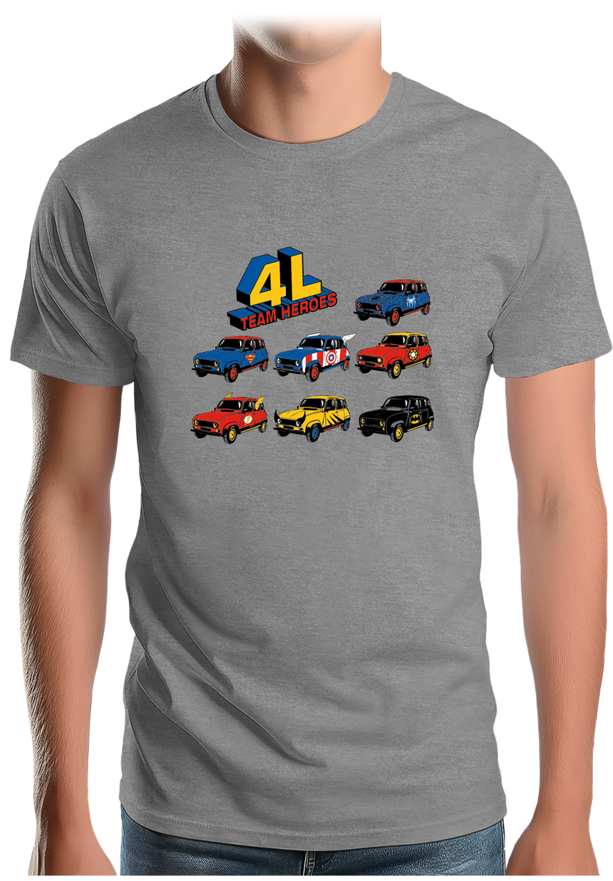 T-Shirt Homme Voiture 4L Team super héros