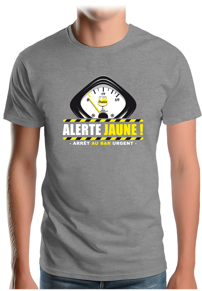 T-Shirt Homme Alcool Alerte jaune