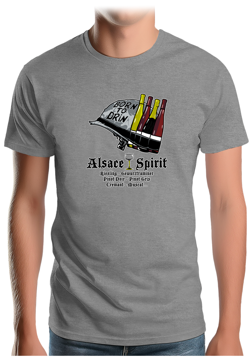 T-Shirt Homme Alcool Born To Drink Alsace Spirit