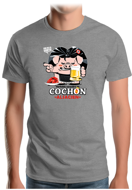 T-Shirt Homme Caractère de cochon alsacien
