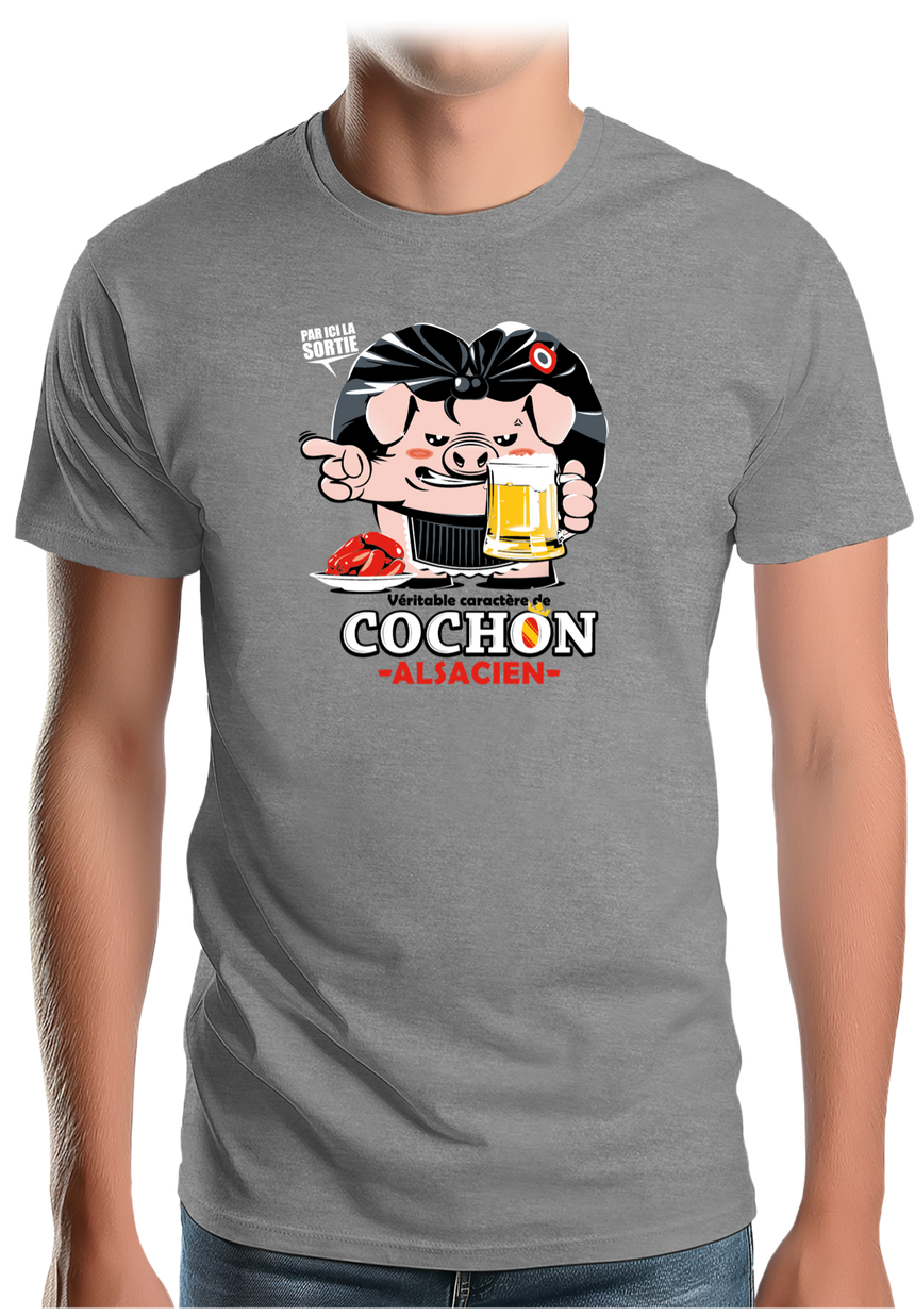 T-Shirt Homme Caractère de cochon alsacien