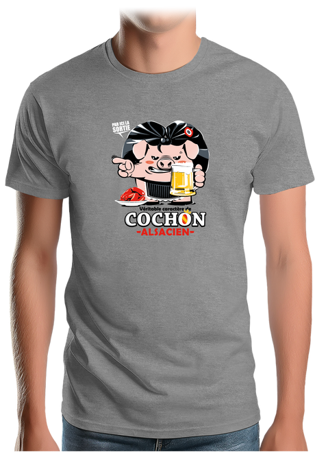 T-Shirt Homme Caractère de cochon alsacien