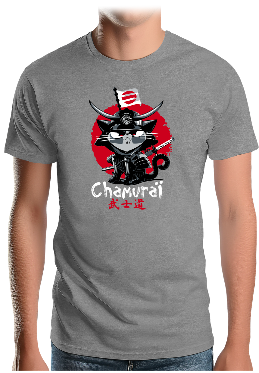 T-Shirt Homme Chamouraï, le chat samouraï