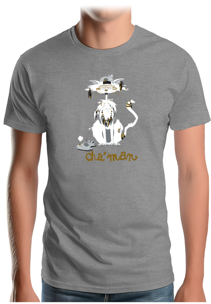 T-Shirt Homme Cha'man, le chat peace and love
