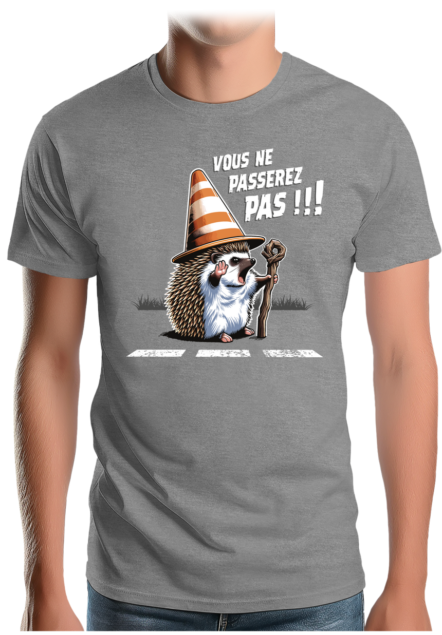 T-Shirt Homme Hérisson Gandalf, vous ne passerez pas sur la route !